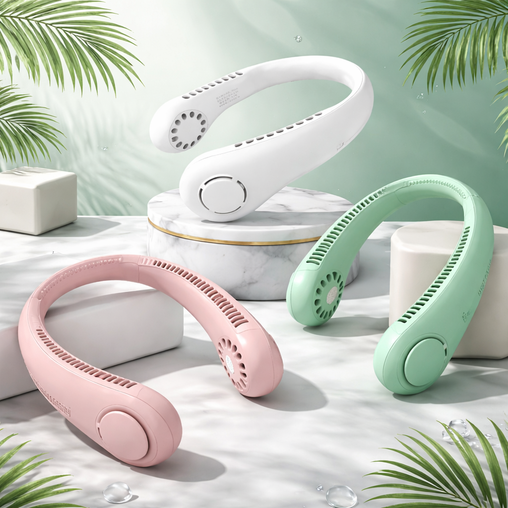 Best Bladeless Neck Fan UAE – 360° Cooling Portable Rechargeable Neck Hanging Fan