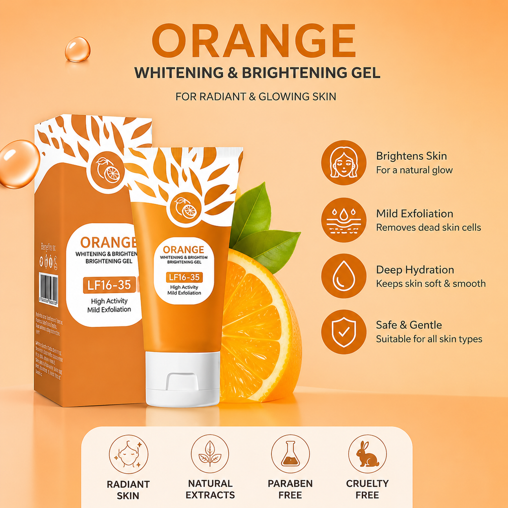 Orange Brightening Exfoliating Gel Deep Cleansing Peel Gel for Face and Body Exfoliation